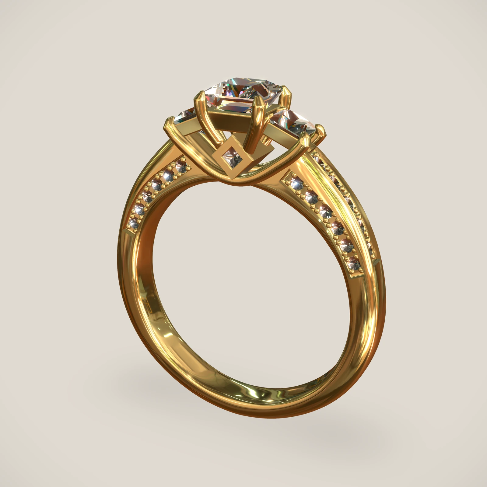 Zenith engagement ring, shown in 18K Yellow Gold with a Diamond